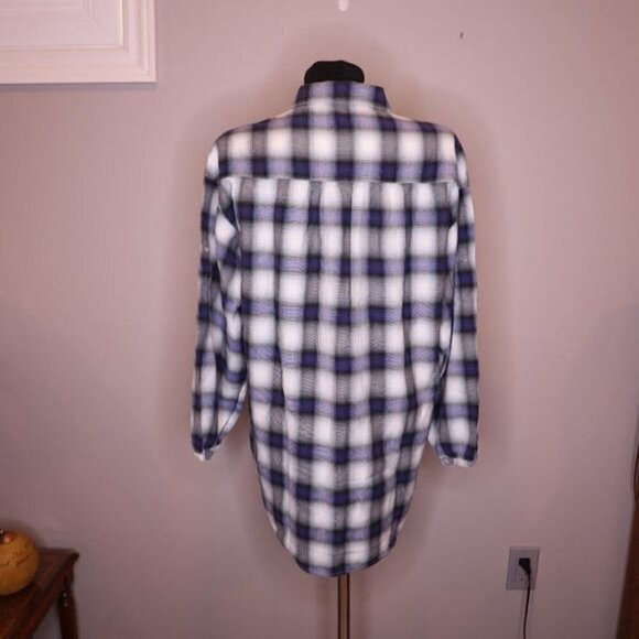 Vince Blue Plaid Button Down Tunic Shirt Sz XS - Picture 3 of 10